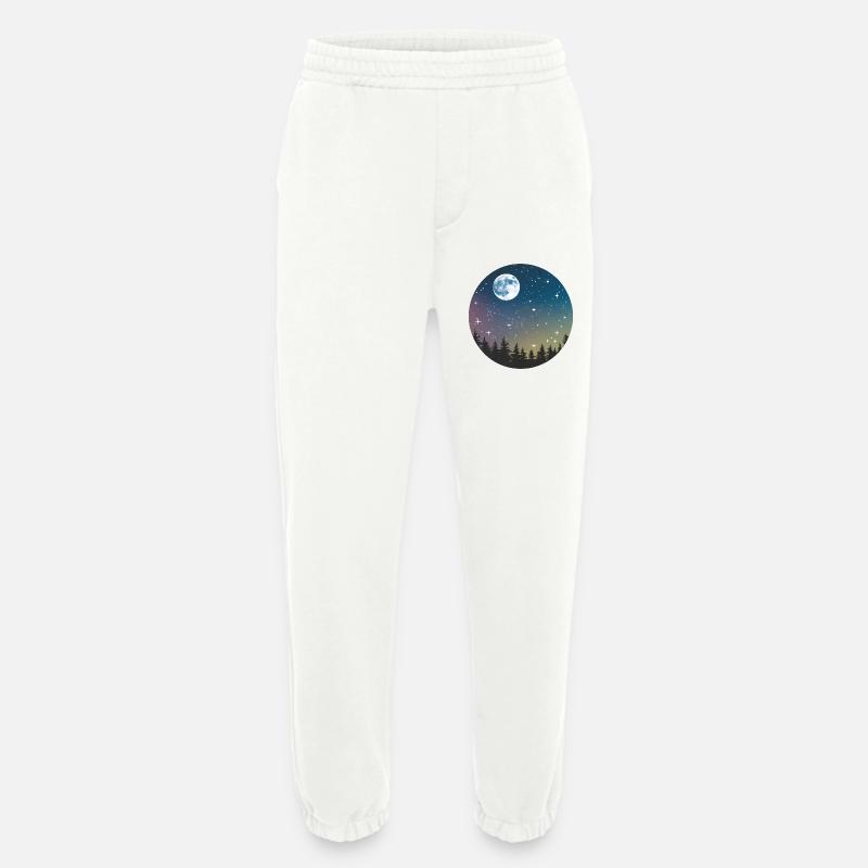 Celestial Night Forest Pattern - Heavyweight Jogging Pants - made by SPREAD  - OFF WHITE