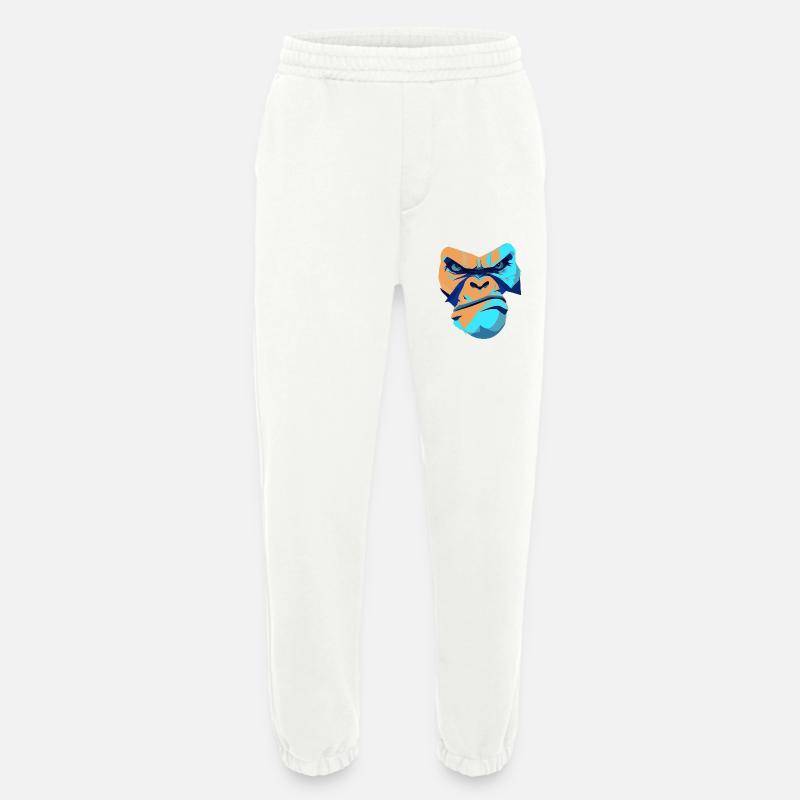 Imprimé imprété Gorille Bleu Devant - Pantalon de jogging bio épais fabriqué en UE - OFF WHITE