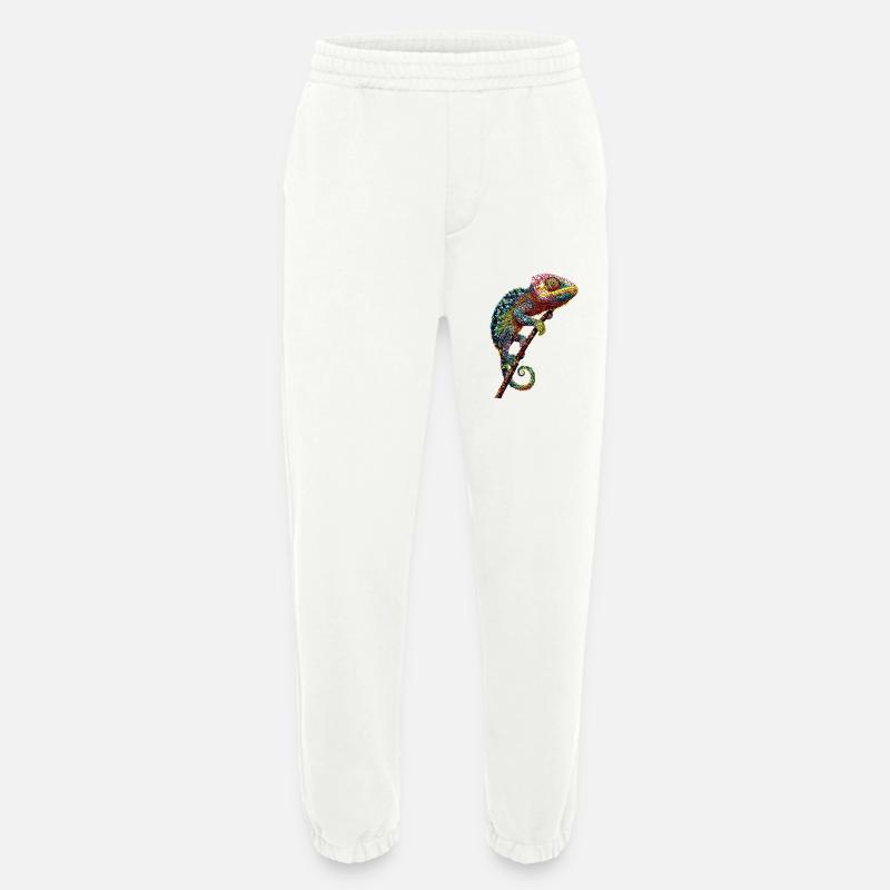 Chameleon Lizard Reptile Chameleon Iguana Lizard - Heavyweight Jogging Pants - made by SPREAD  - OFF WHITE