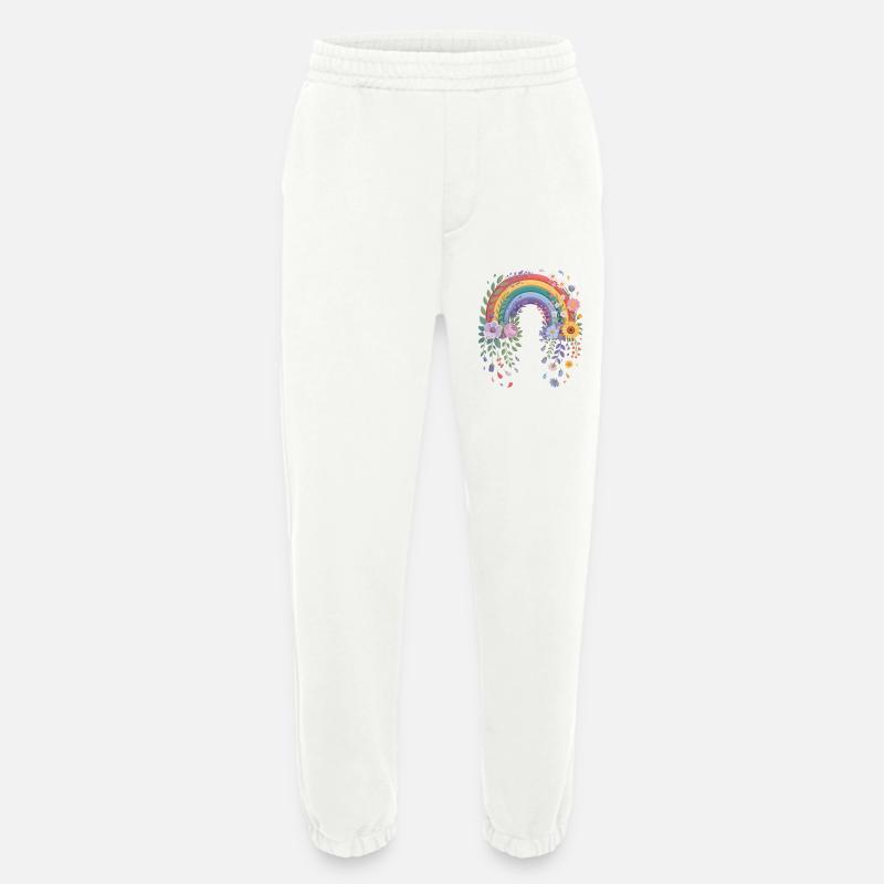 Verspielter Regenbogen mit Blumen - Heavyweight Jogginghose - made by SPREAD  - OFF WHITE