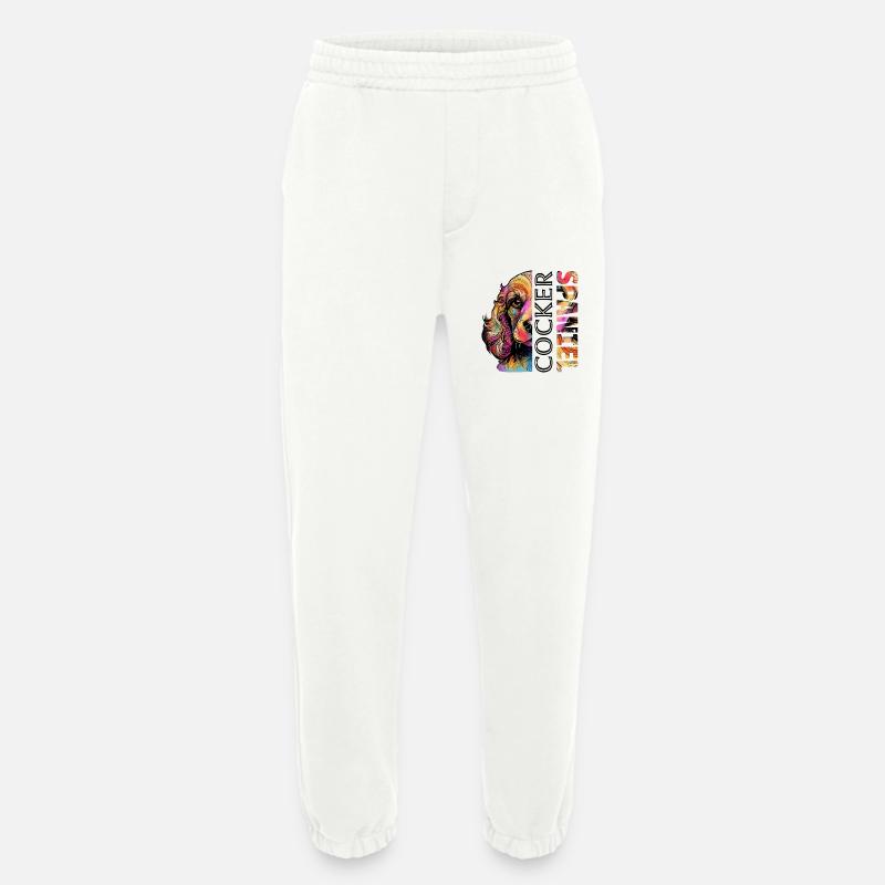 Farbenfroher Cocker Spaniel - Heavyweight Jogginghose - made by SPREAD  - OFF WHITE