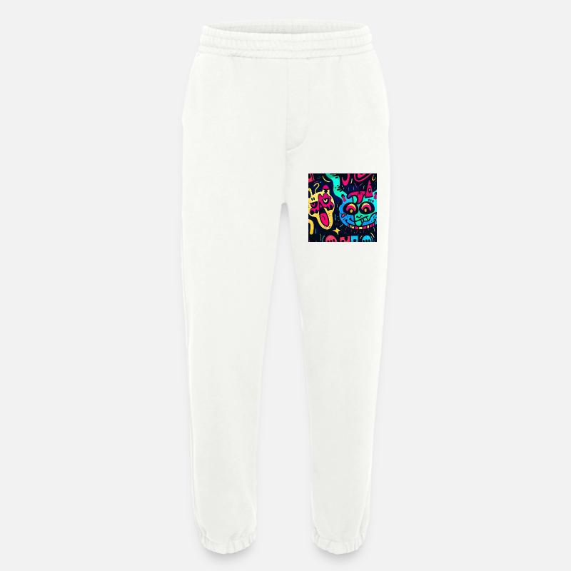 Illustration mit bunten Monstern - Heavyweight Jogginghose - made by SPREAD  - OFF WHITE