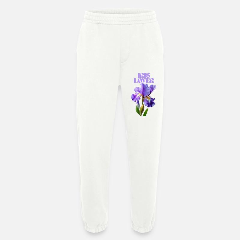 Lila Irisblume Botanisches Design - Heavyweight Jogginghose - made by SPREAD  - OFF WHITE