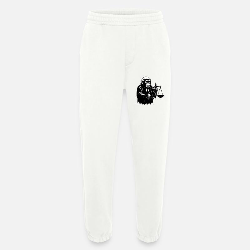 Monkey judge pulls scales down - Heavyweight Jogging Pants - made by SPREAD  - OFF WHITE