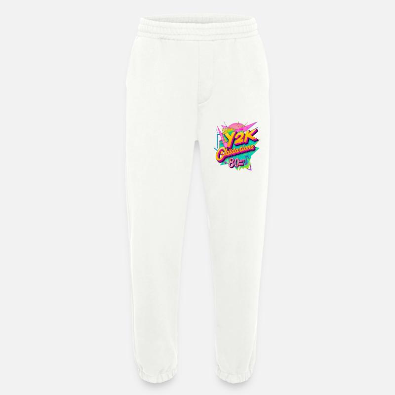 Y2K Retro Celebration Design - Heavyweight Jogging Pants - made by SPREAD  - OFF WHITE