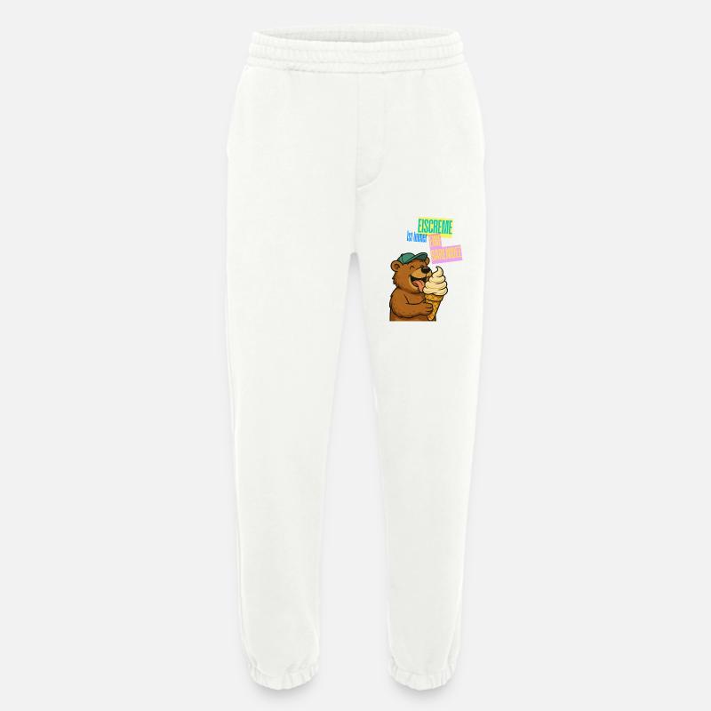 Bande dessinée de crème glacée Bear - Pantalon de jogging bio épais fabriqué en UE - OFF WHITE