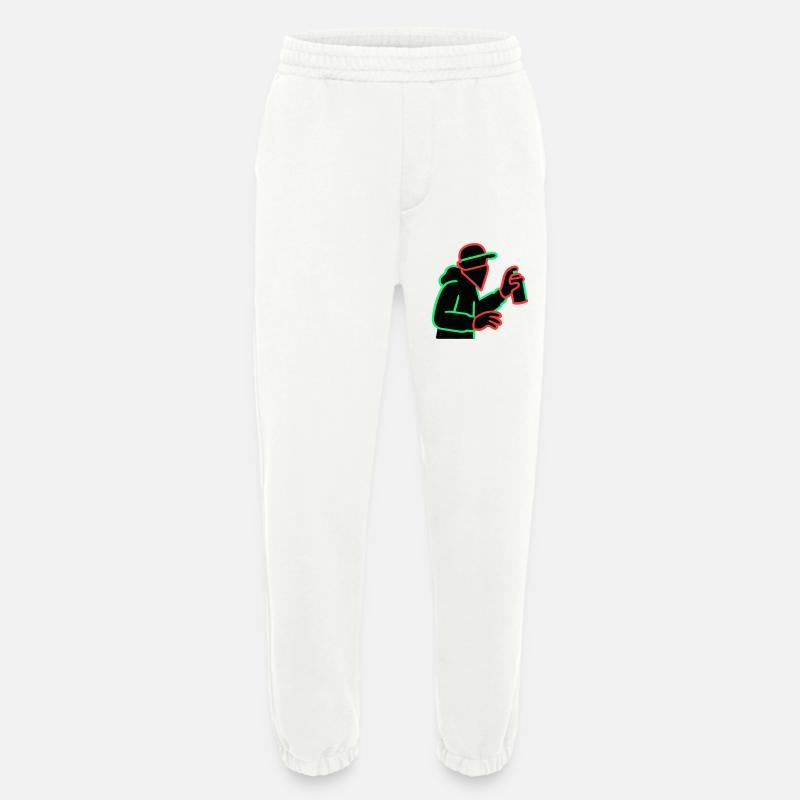 Pulvérisateur de graffitis au néon Silhouette - Pantalon de jogging bio épais fabriqué en UE - OFF WHITE