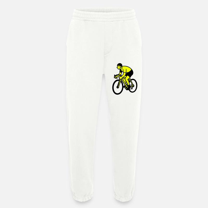 Neon Wheel Silhouette Cyclist - Heavyweight Jogging Pants - made by SPREAD  - OFF WHITE