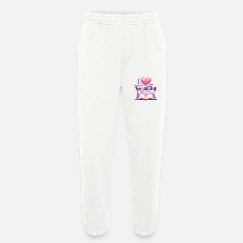 Romantasy Buch mit Lavendel & Blumen Design - Heavyweight Jogginghose - made by SPREAD  - OFF WHITE