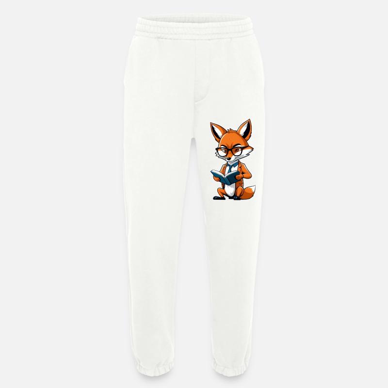 Intellektueller Fuchs mit Brille liest Buch - Heavyweight Jogginghose - made by SPREAD  - OFF WHITE