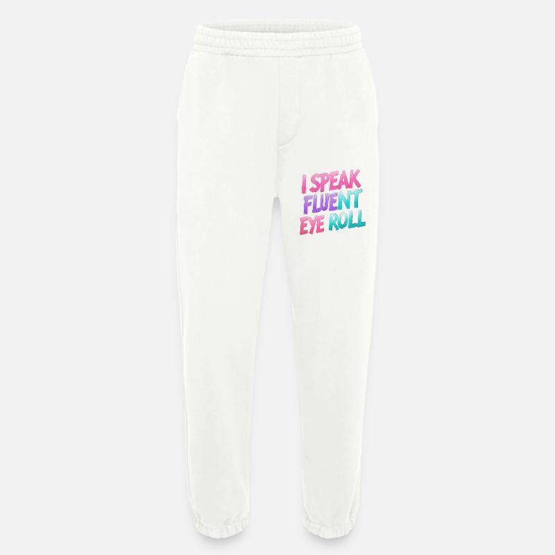 Eye rolling with wordplay - Heavyweight Jogging Pants - made by SPREAD  - OFF WHITE