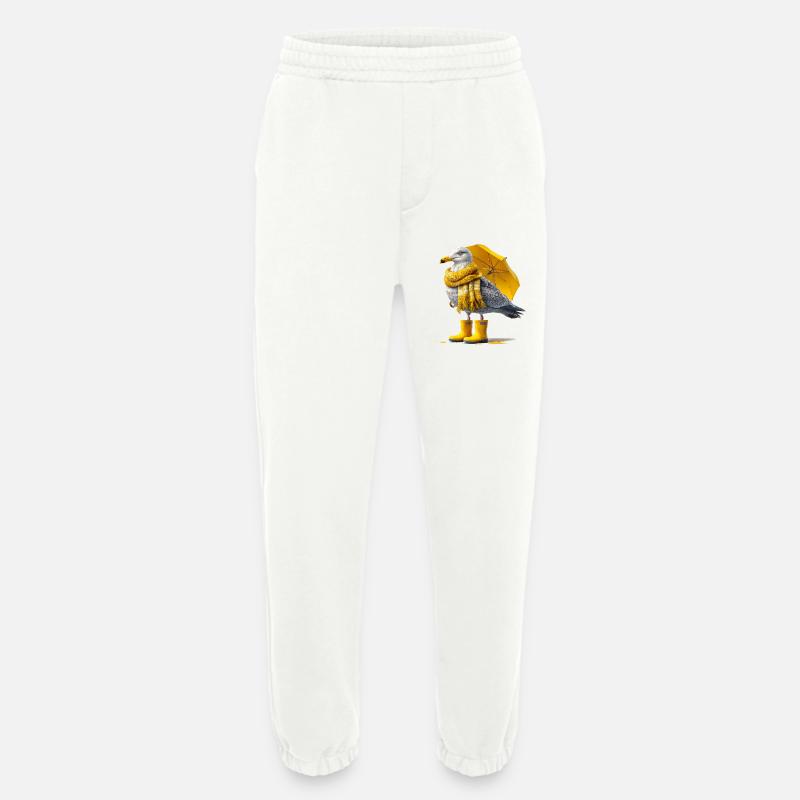 Seemöwe mit Gelbem Regenschirm und Boots - Heavyweight Jogginghose - made by SPREAD - OFF WHITE