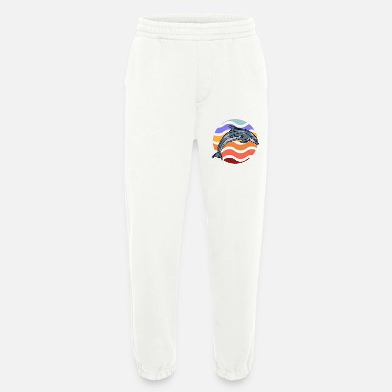 Dolphin in wave pattern - Heavyweight Jogging Pants - made by SPREAD  - OFF WHITE