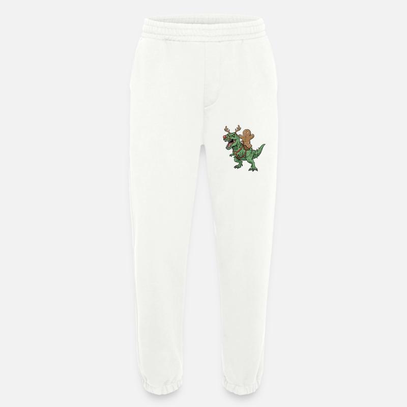Gingerbread Man Rides T-Rex Christmas Dinosauri - Heavyweight Jogging Pants - made by SPREAD  - OFF WHITE