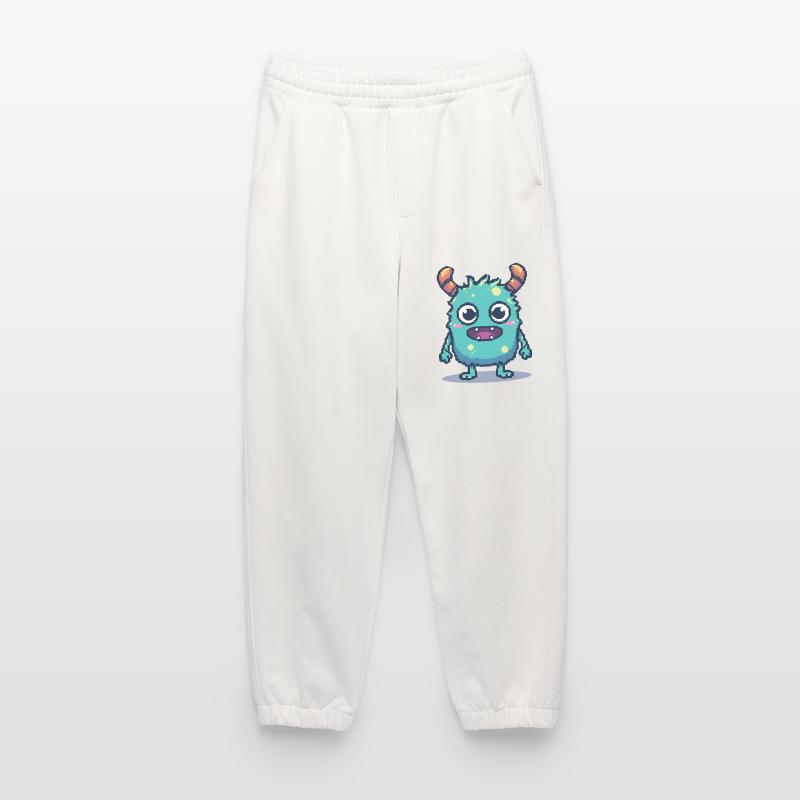 8 bits mignon pixel monstre style rétro des années 90 Pantalon de jogging bio épais fabriqué en UE