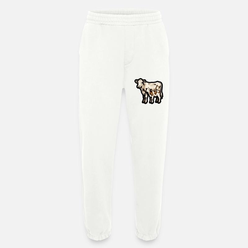 Mutterkuh mit Kalb – Retro Tierillustration - Heavyweight Jogginghose - made by SPREAD - OFF WHITE