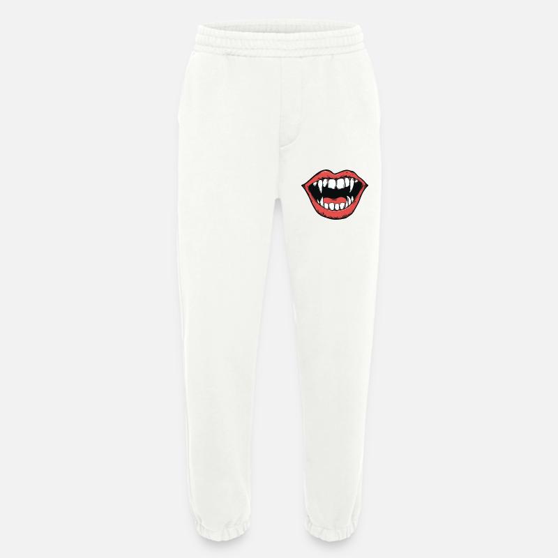 vampire mouth, sharp teeth, bite - Heavyweight Jogging Pants - made by SPREAD  - OFF WHITE