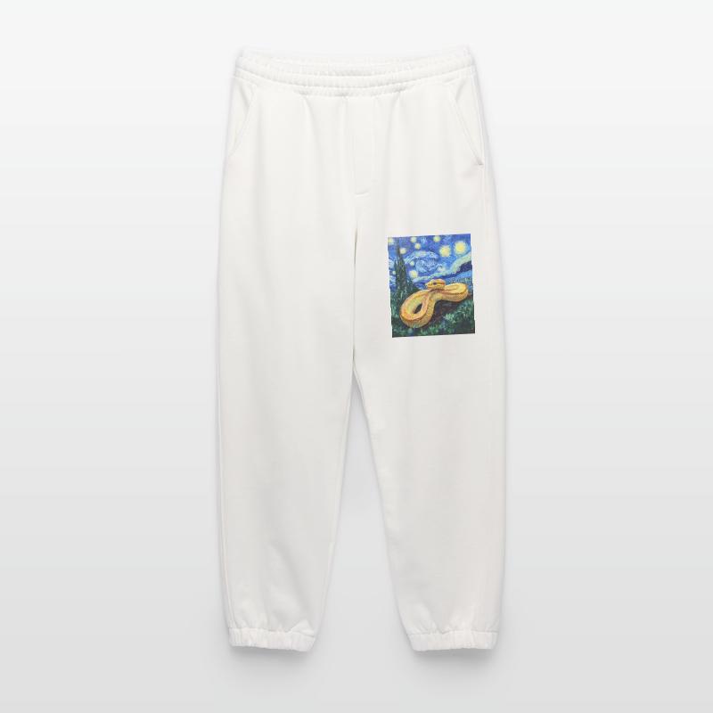 Serpent Python Style Van Gogh Nuit étoilée Pantalon de jogging bio épais fabriqué en UE