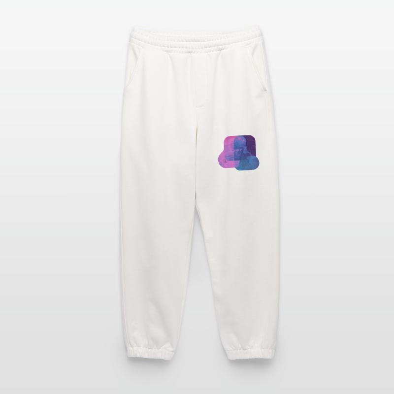 Abstract Tech Layers — Blue & Pink Digital Art Heavyweight Jogging Pants - made by SPREAD 