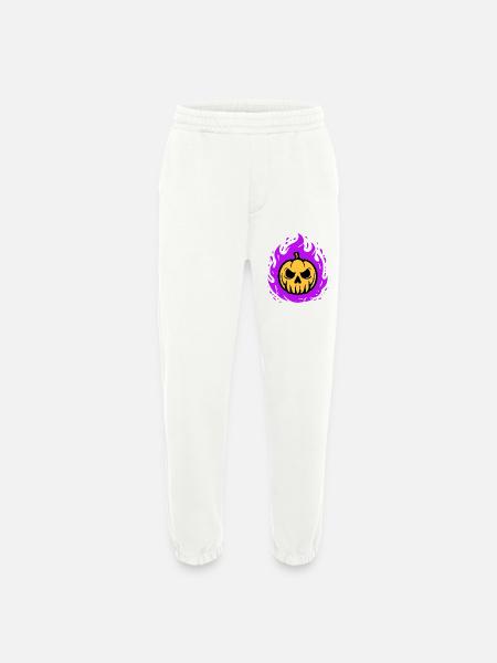 Orange pumpkin with purple flames - Heavyweight Jogging Pants - made by SPREAD  - OFF WHITE