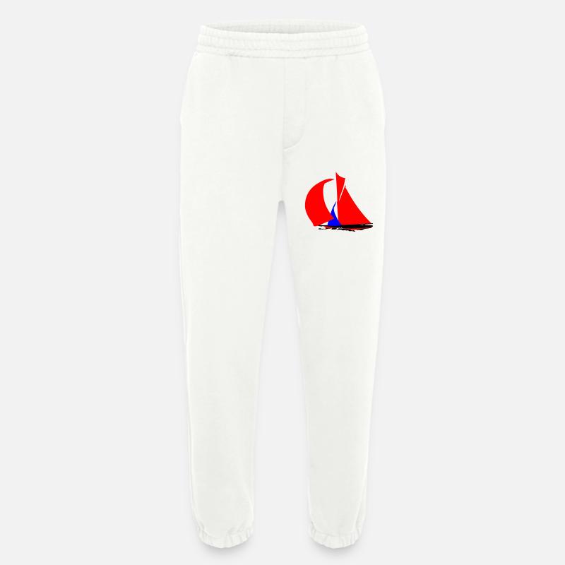 Roter Segelboot Silhouette - Heavyweight Jogginghose - made by SPREAD  - OFF WHITE
