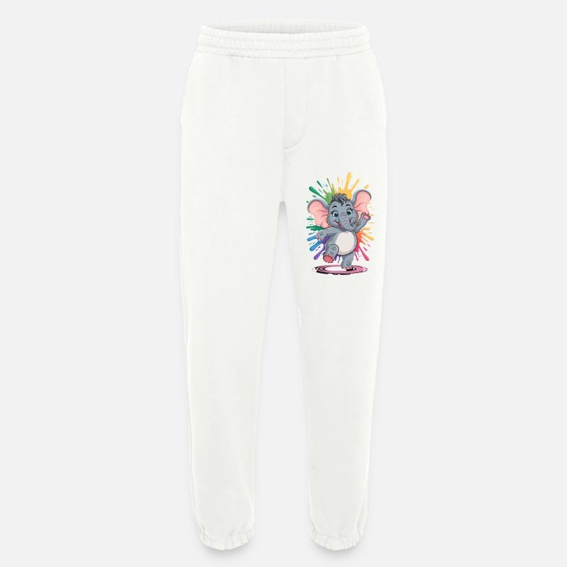 Cute dancing baby elephant with rainbow - Heavyweight Jogging Pants - made by SPREAD - OFF WHITE