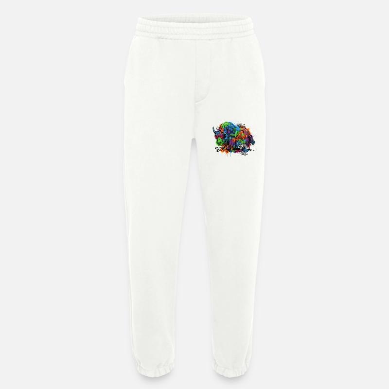 Rainbow Yak Graffiti Pattern - Heavyweight Jogging Pants - made by SPREAD  - OFF WHITE