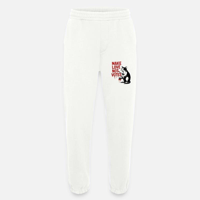 Make Love Not Votes Katze - Heavyweight Jogginghose - made by SPREAD  - OFF WHITE