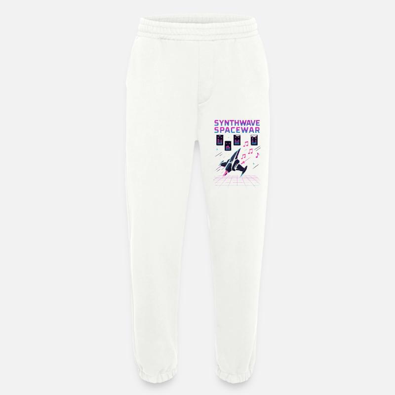 SYNTHWAVE SPACEWAR Vaisseau Rétro Neon 80s - Pantalon de jogging bio épais fabriqué en UE - OFF WHITE