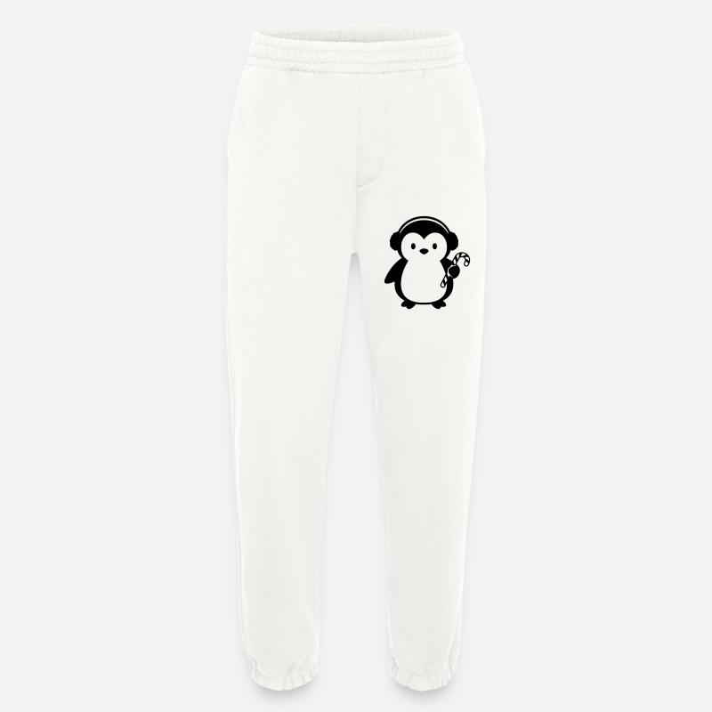 Cute Penguin with Candy Cane | Christmas - Heavyweight Jogging Pants - made by SPREAD  - OFF WHITE