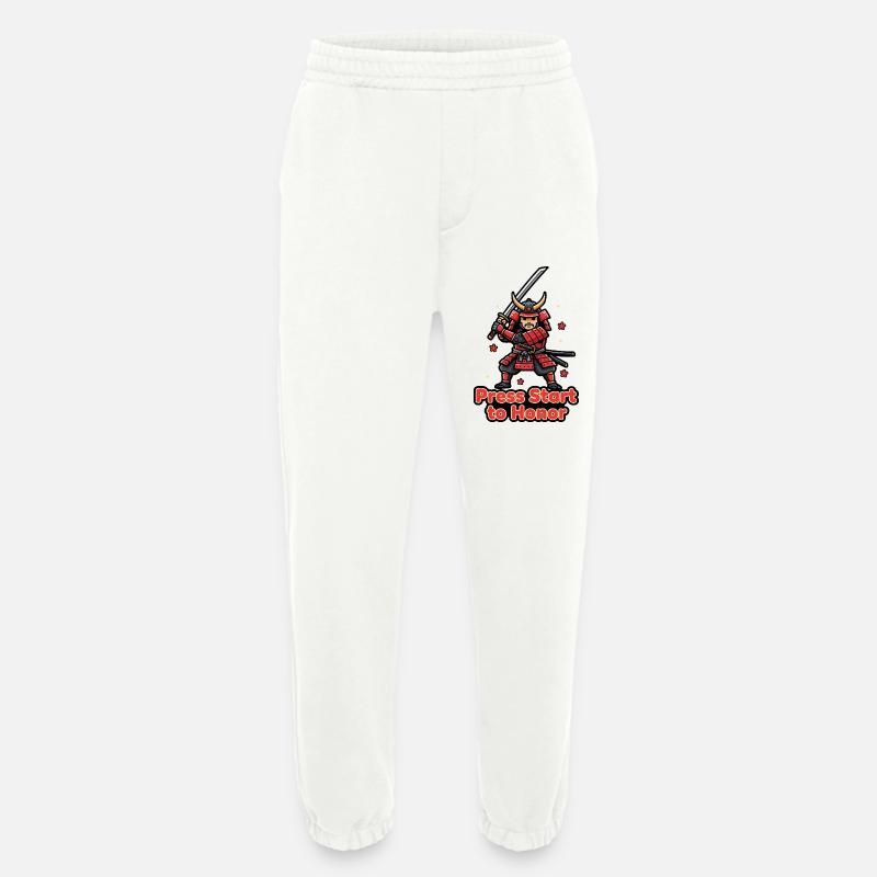Retro Samurai Press Start - Heavyweight Jogging Pants - made by SPREAD  - OFF WHITE