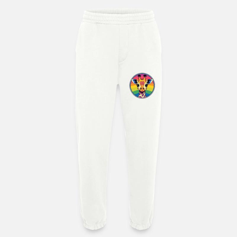 Rainbow Giraffe Portrait - Heavyweight Jogging Pants - made by SPREAD - OFF WHITE