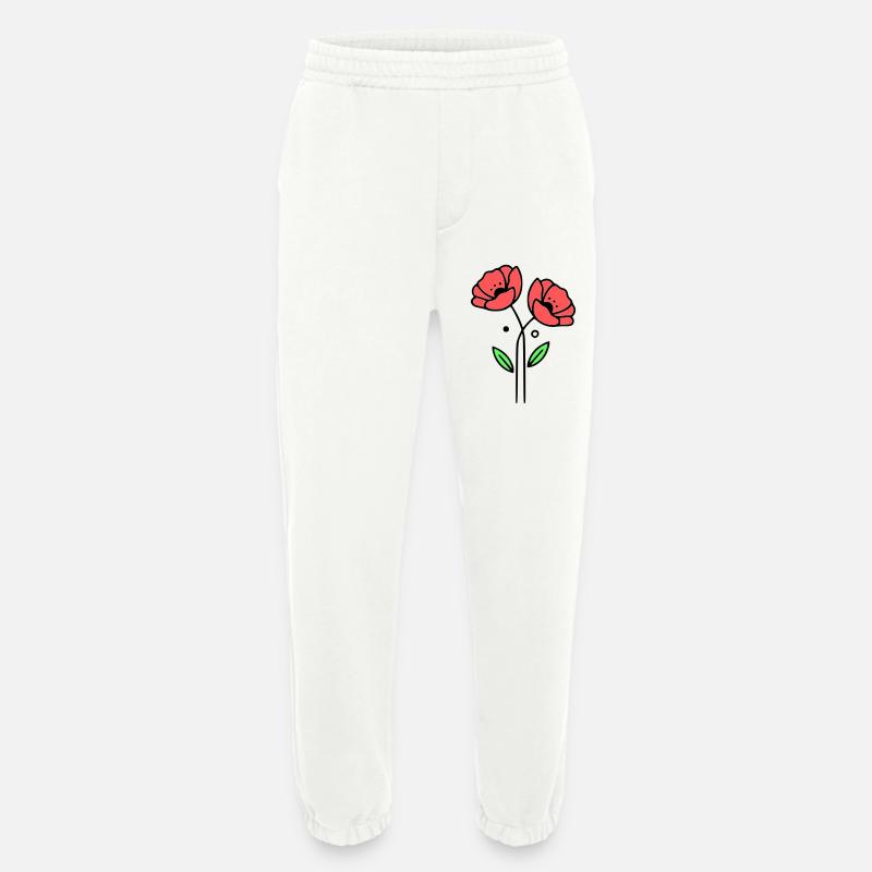 mohnblume-mohnblumen-minimalistisch-line-art-5 - Heavyweight Jogginghose - made by SPREAD  - OFF WHITE