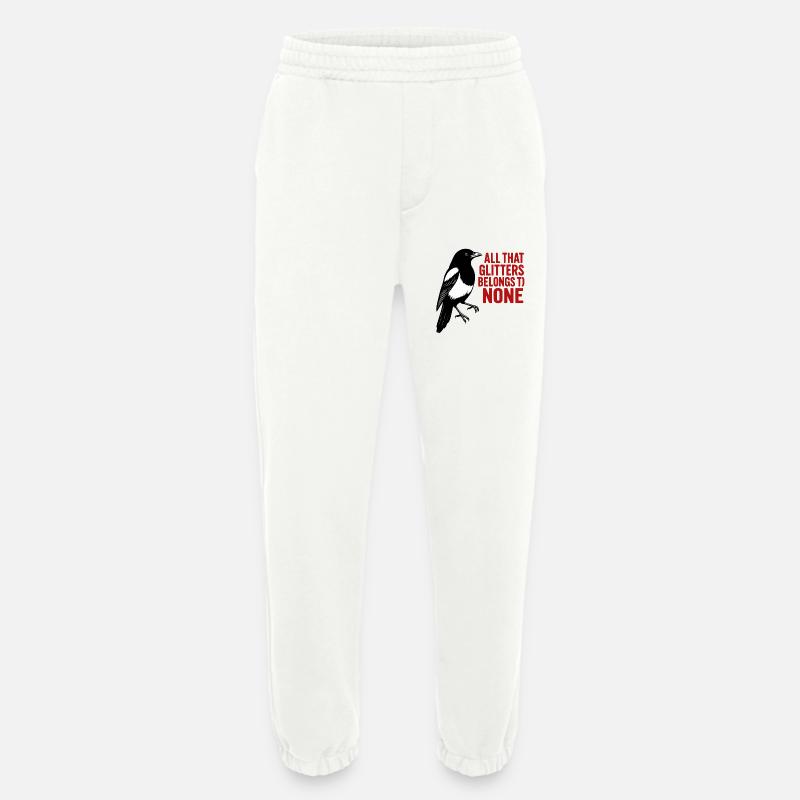 Krähe und roter Glitter-Spruch - Heavyweight Jogginghose - made by SPREAD  - OFF WHITE