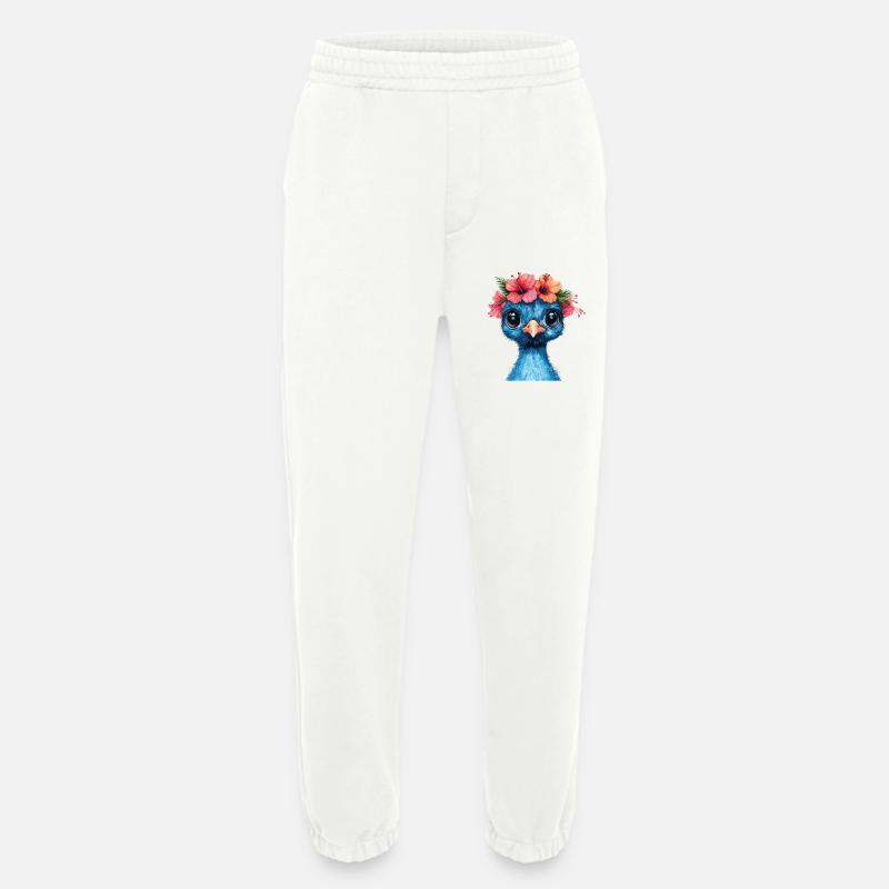 Blauer Vogel mit Hibiskuskrone - Heavyweight Jogginghose - made by SPREAD  - OFF WHITE