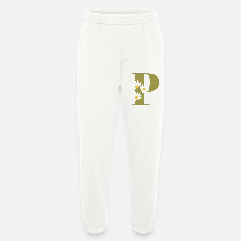 Grüne Gänseblümchen Buchstabe p - Heavyweight Jogginghose - made by SPREAD  - OFF WHITE