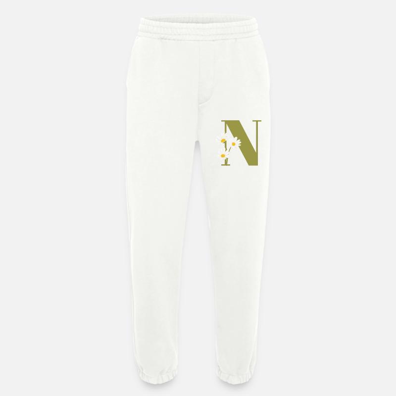 Grüner Buchstabe n Gänseblümchen - Heavyweight Jogginghose - made by SPREAD  - OFF WHITE