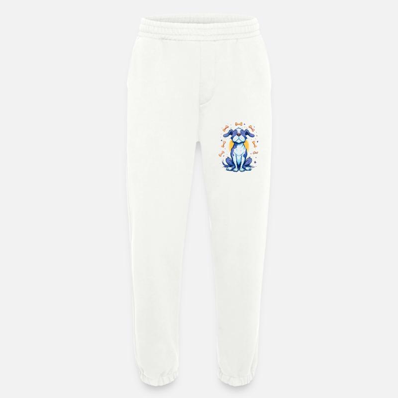 Cheerful blue dog with bones - Heavyweight Jogging Pants - made by SPREAD  - OFF WHITE