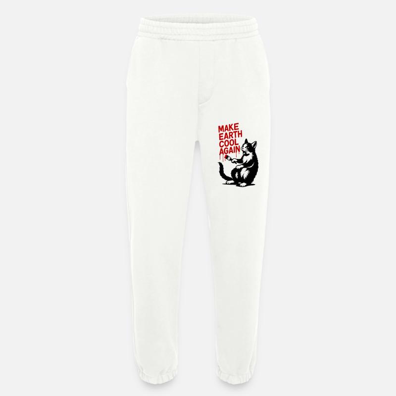 Make Earth Cool Again Wolf Print - Heavyweight Jogginghose - made by SPREAD  - OFF WHITE