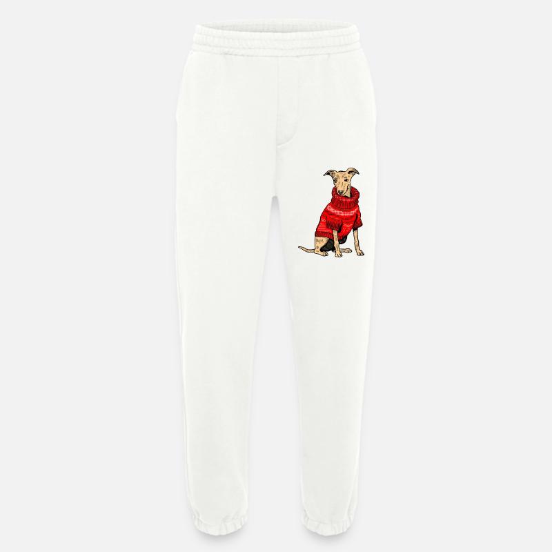 Hund im roten Strickpullover - Heavyweight Jogginghose - made by SPREAD  - OFF WHITE