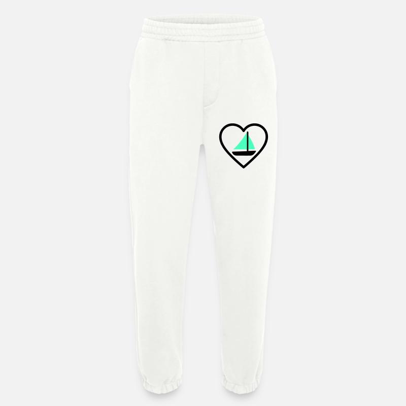 Cuore Vela – Passione Navigazione - Pantalon de jogging bio épais fabriqué en UE - OFF WHITE