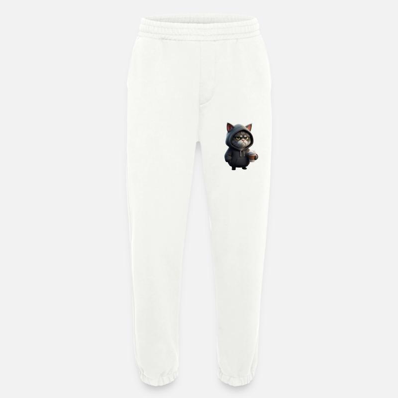 Mürrische Katze mit Coffee Cup - Heavyweight Jogginghose - made by SPREAD - OFF WHITE