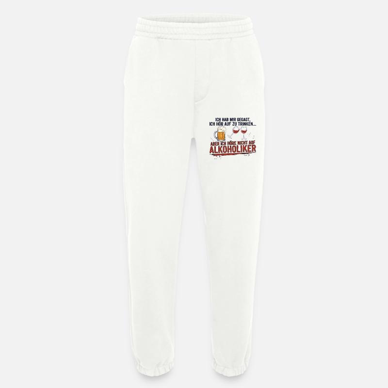 Witziger Trinkspruch mit Bier & Wein - Heavyweight Jogginghose - made by SPREAD  - OFF WHITE