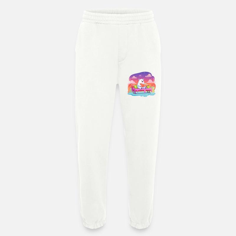 Lesender Eisbär im Farbtraum - Heavyweight Jogginghose - made by SPREAD  - OFF WHITE