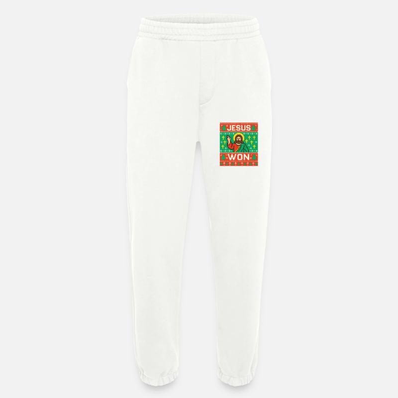 Jesus Won hässlicher Weihnachtspullover-Stil, christlich - Heavyweight Jogginghose - made by SPREAD  - OFF WHITE