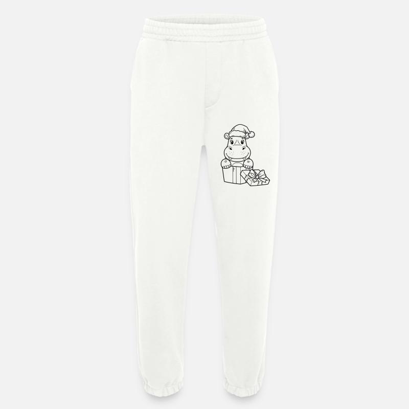 Weihnachts-Nilpferd mit Geschenken - Heavyweight Jogginghose - made by SPREAD  - OFF WHITE