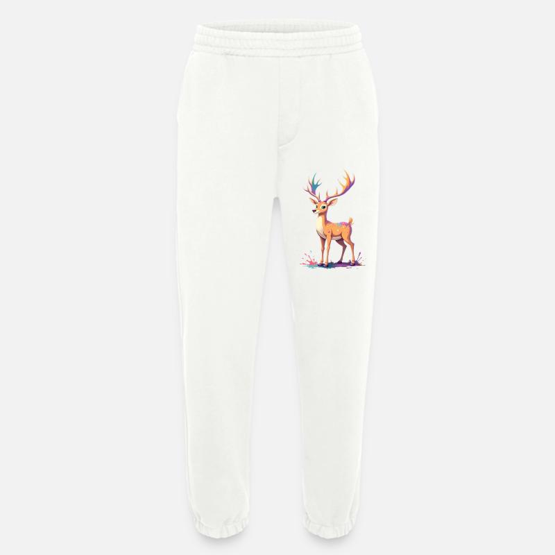 Reh mit Regenbogen-Geweih Farbexplosion - Heavyweight Jogginghose - made by SPREAD  - OFF WHITE