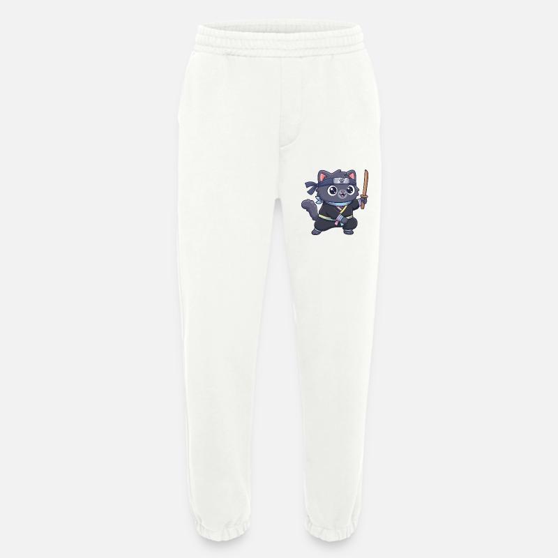 Ninja-Katze im Samurai-Outfit - Heavyweight Jogginghose - made by SPREAD  - OFF WHITE