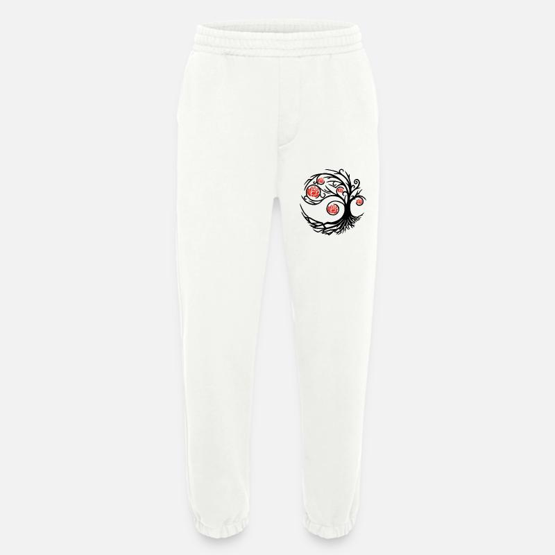 Stilisierter schwarzer Baum und rote Rosen - Heavyweight Jogginghose - made by SPREAD  - OFF WHITE