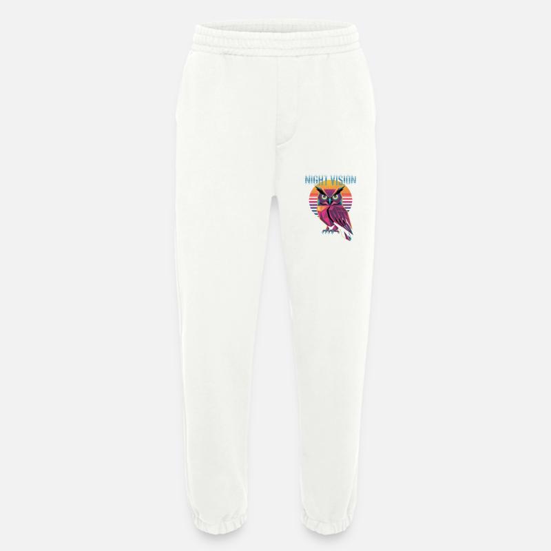Night Vision Eule Retro Synthwave Sunset - Heavyweight Jogginghose - made by SPREAD  - OFF WHITE